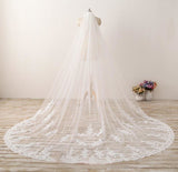 3M Long Embroidered Lace Cathedral Veils for Wedding WV11